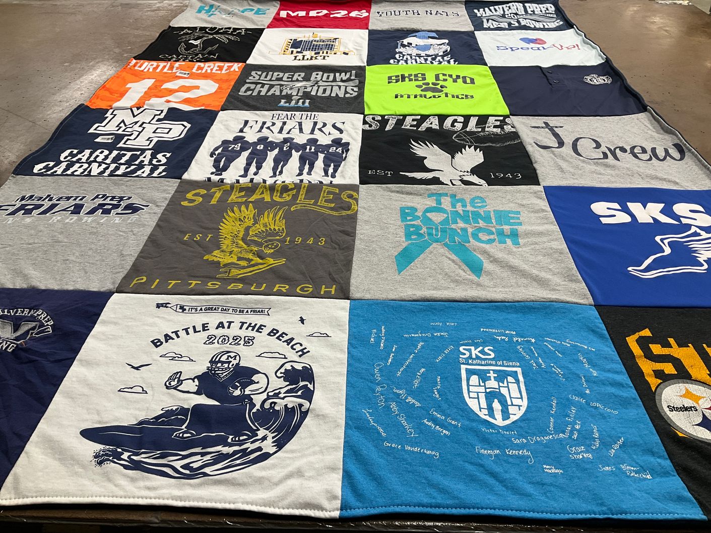 T-shirt quilt featuring steagles, friars by kris from PA