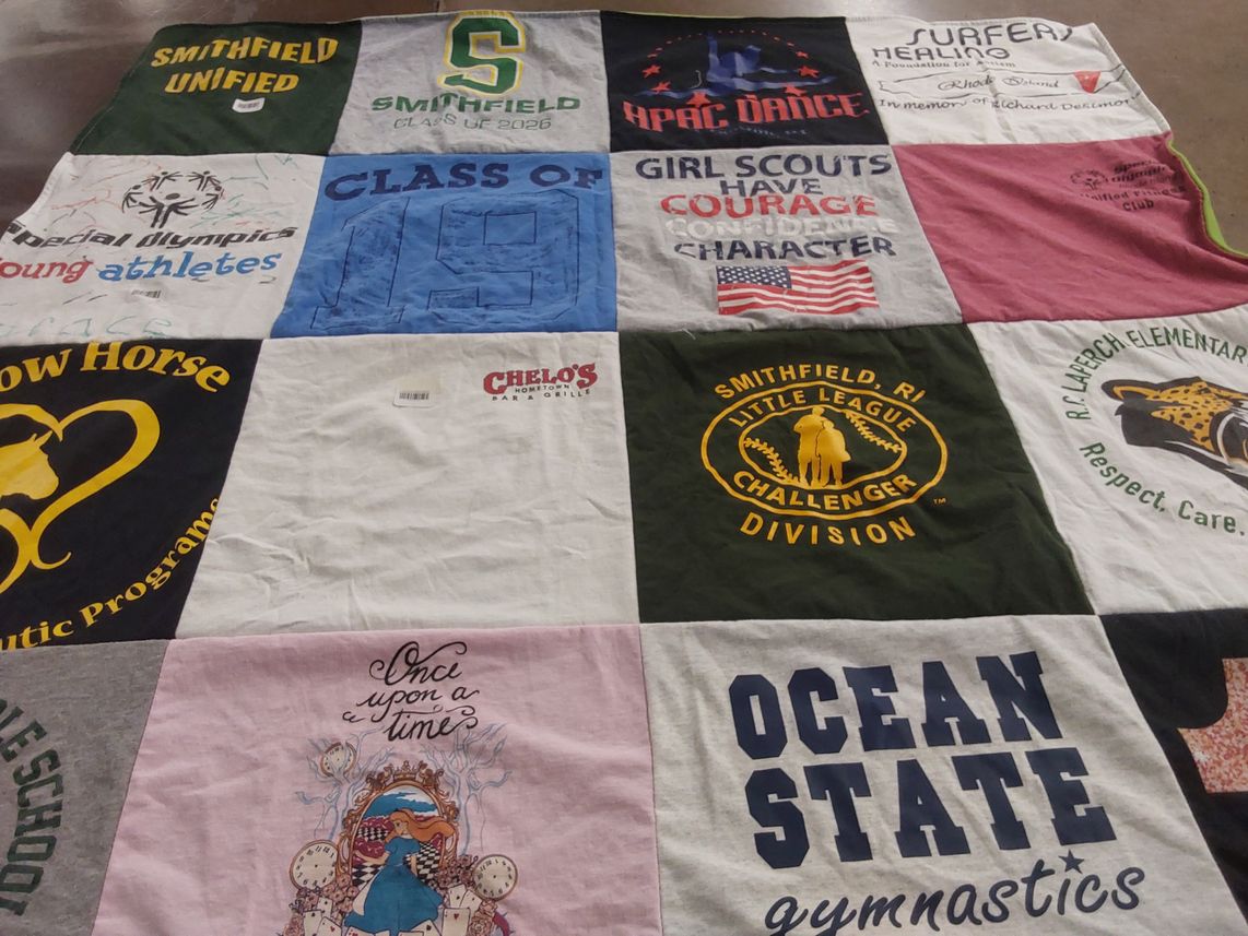 T-shirt quilt featuring smithfield little league, ocean state gymnastics by KaraBeth from RI