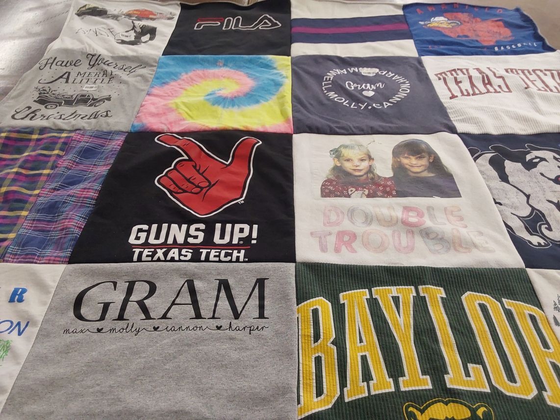 T-shirt quilt from texas tech university, baylor university by Stephanie from TX