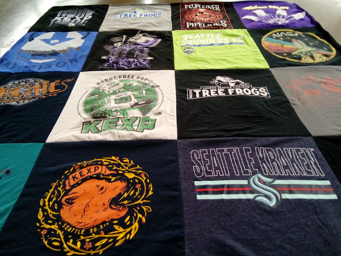 T-shirt quilt featuring seattle kraken, seattle sounders fc by James from WA