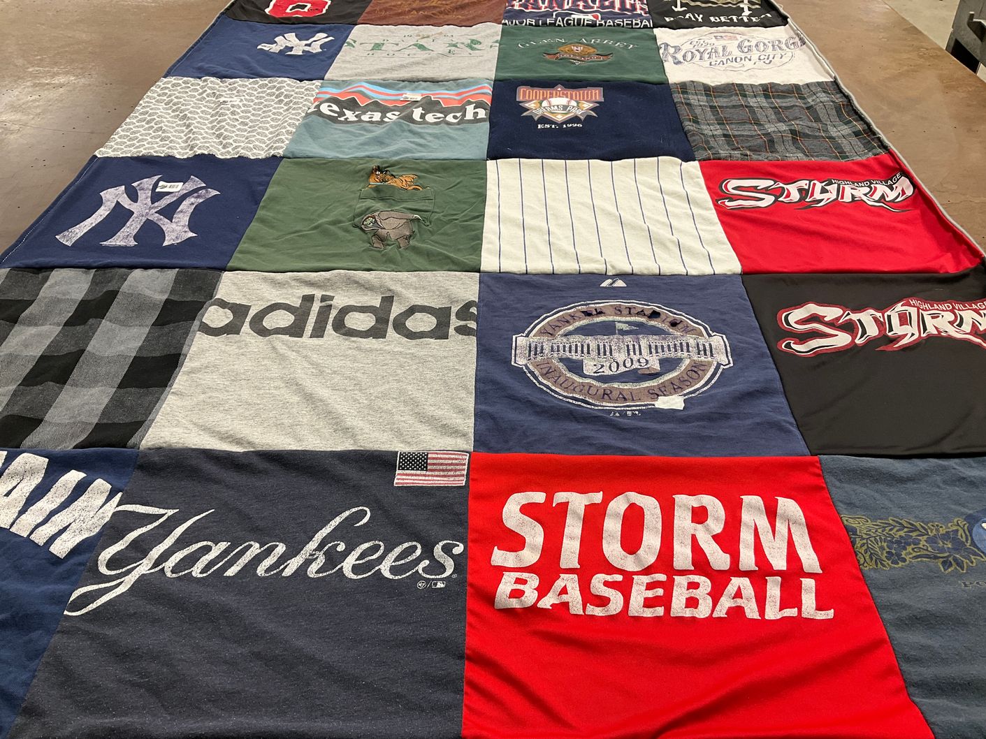 T-shirt quilt featuring new york yankees, storm baseball by Kristi from TX