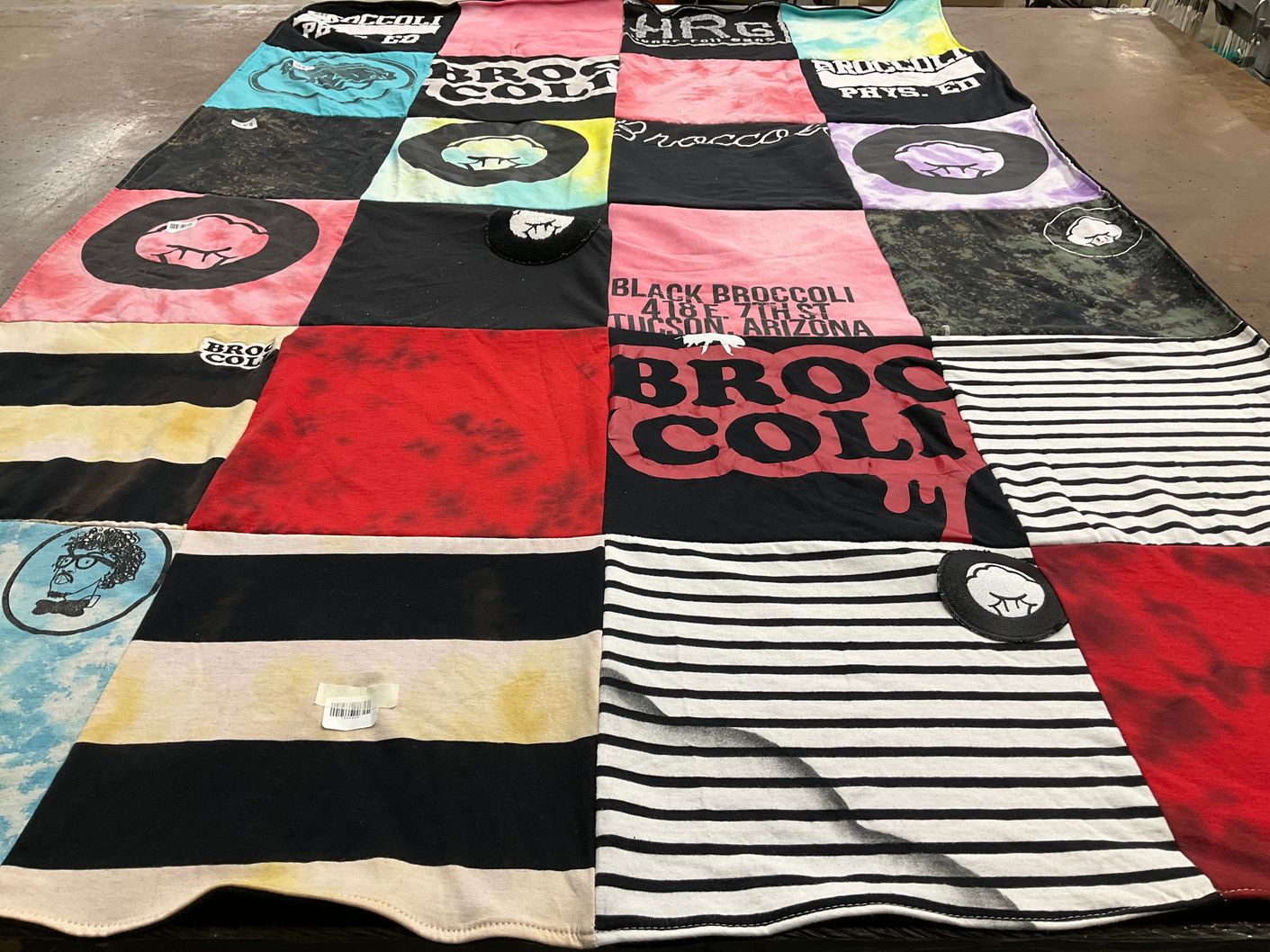 T-shirt quilt with food, vegetables themes by Monique from IL