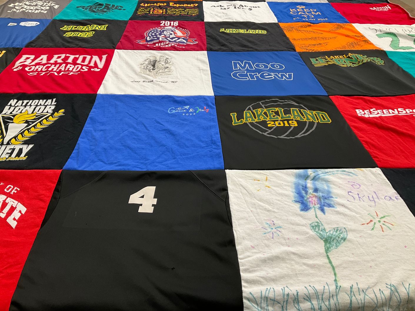 T-shirt quilt from lakeland high school by Summer from NY