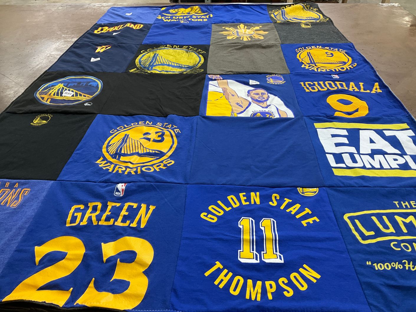 T-shirt quilt featuring golden state warriors by Elizabeth from IN