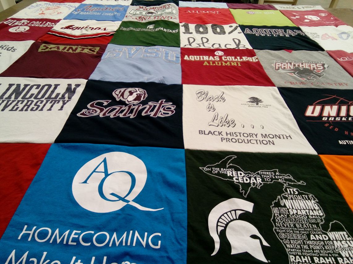 T-shirt quilt featuring grand valley state university panthers, michigan state university spartans by Crystal from MI