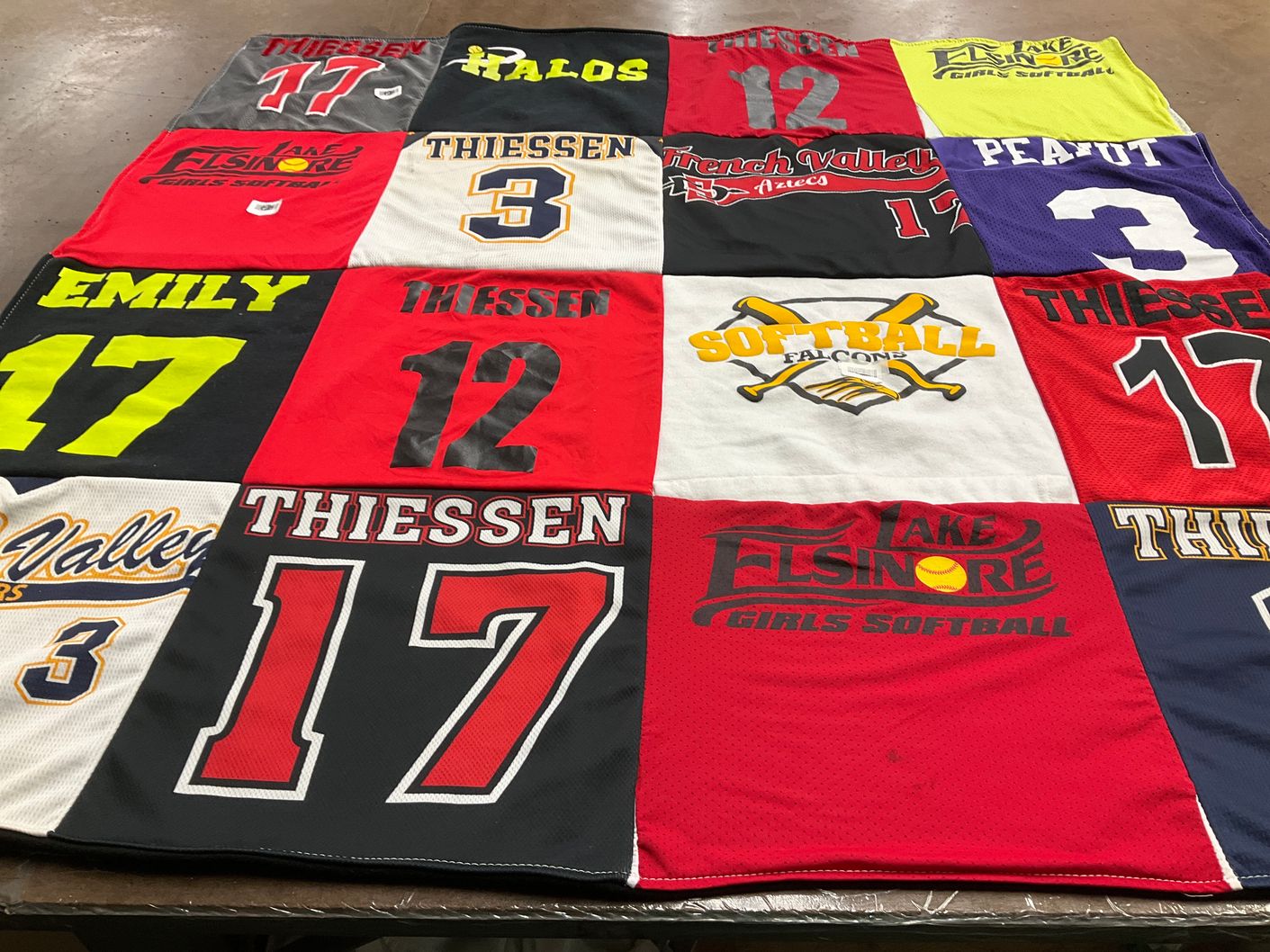 T-shirt quilt featuring lake elsinore girls softball by Krystal from CA