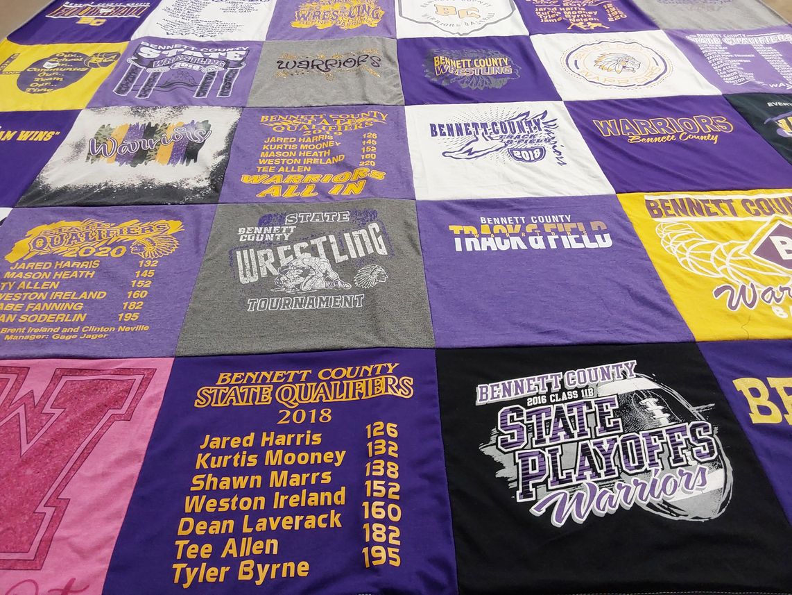 T-shirt quilt featuring warriors by Sarah from SD