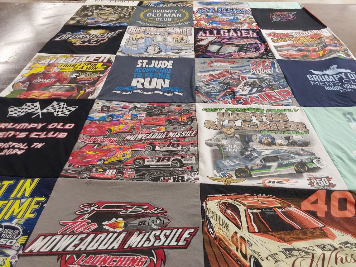 T-shirt quilt with racing themes by Darin from IL