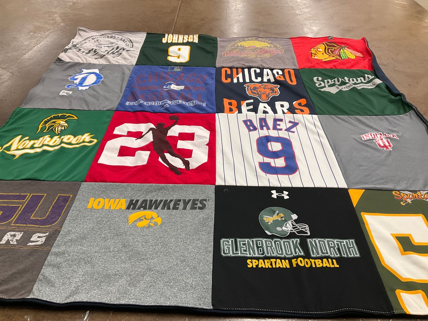 T-shirt quilt featuring iowa hawkeyes, chicago bears by Jamie from IL