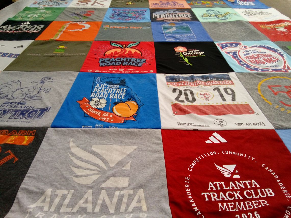 T-shirt quilt with running, races themes by Stacie from GA
