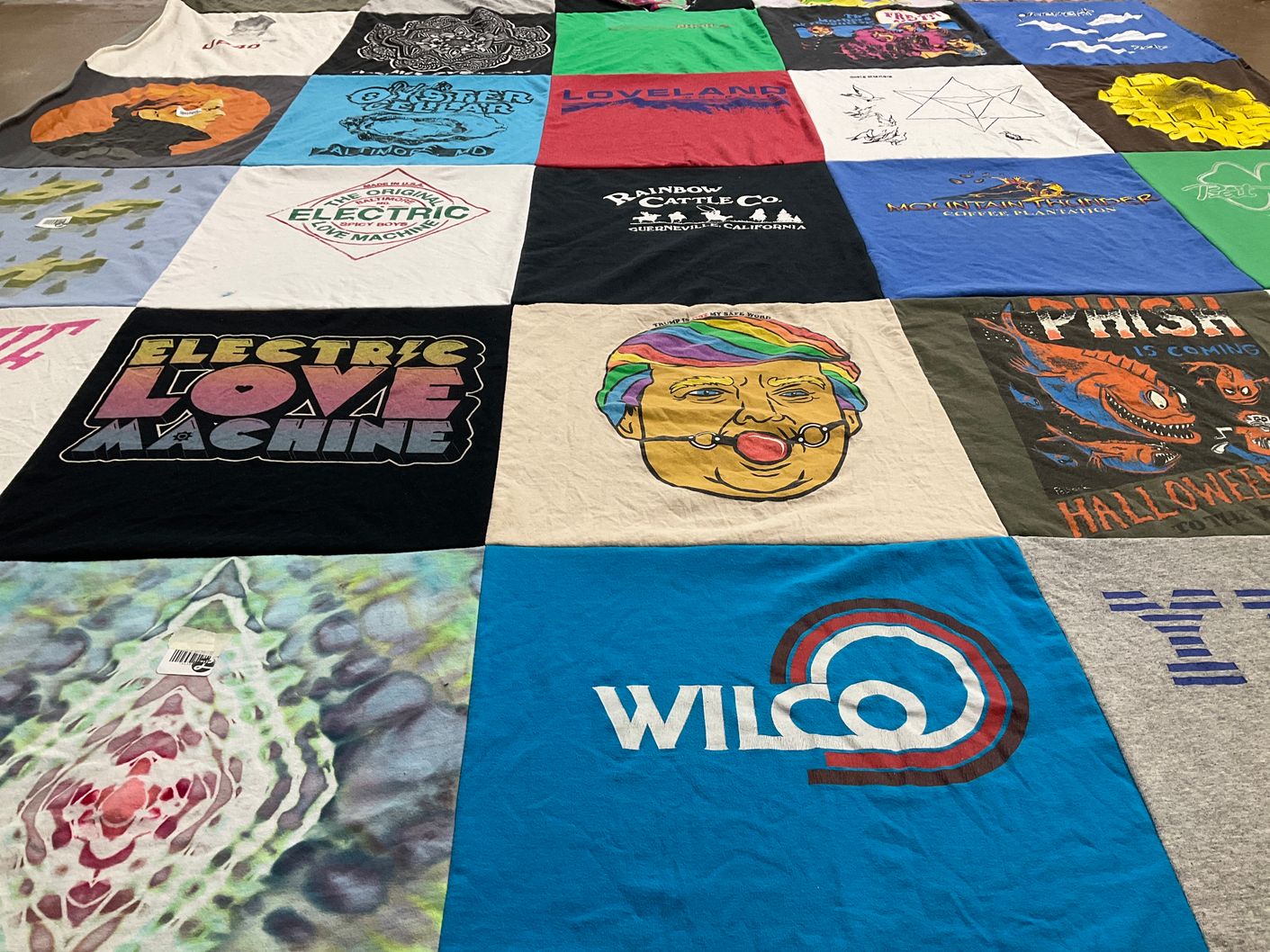 T-shirt quilt with music, tattoos themes by Megan from MD