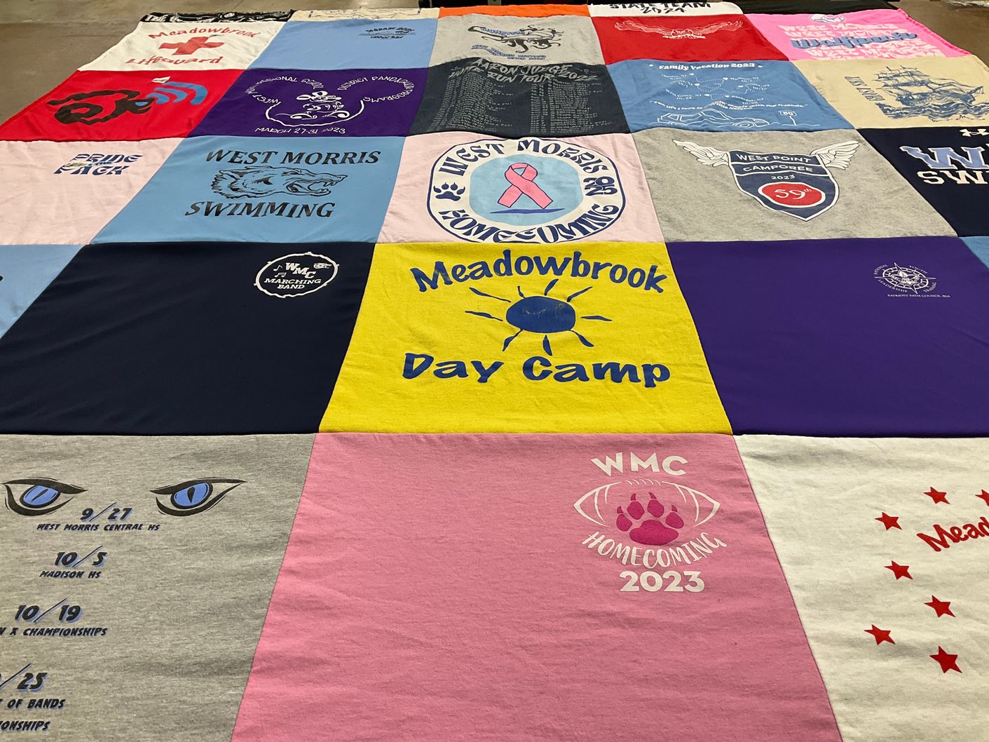 T-shirt quilt featuring west morris central high school by Erica from NJ