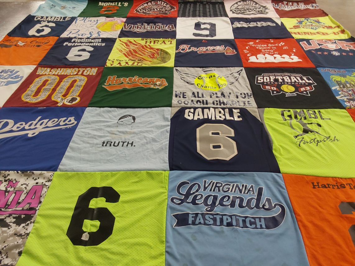 T-shirt quilt featuring virginia legends fastpitch, washington football team by Randy from VA
