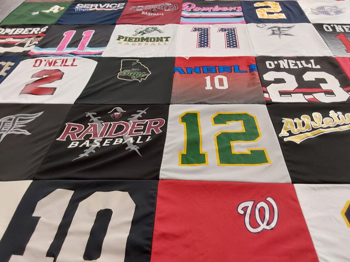 T-shirt quilt featuring raider baseball by Jessica from GA