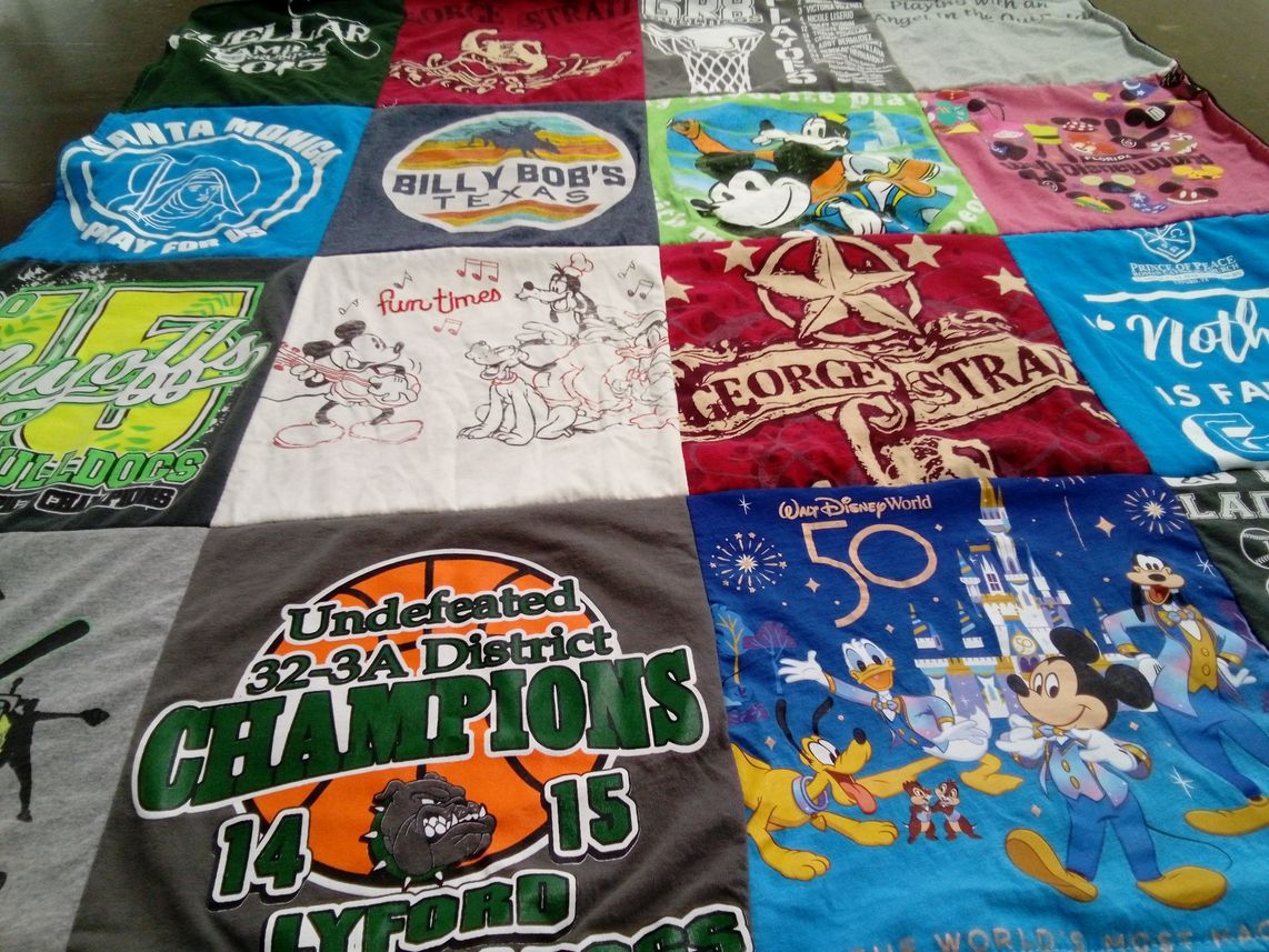 T-shirt quilt featuring lyford high school bulldogs by Blanca from TX