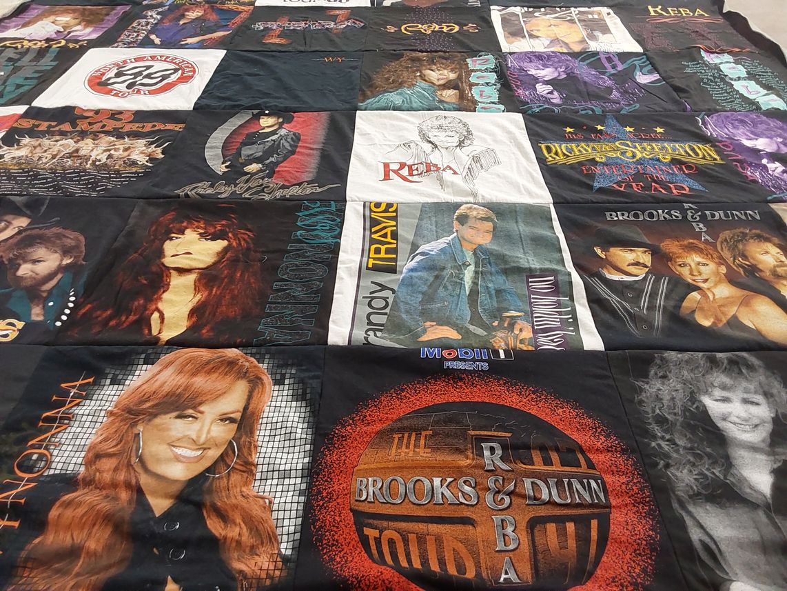 T-shirt quilt with country music, music themes by Monica from AZ