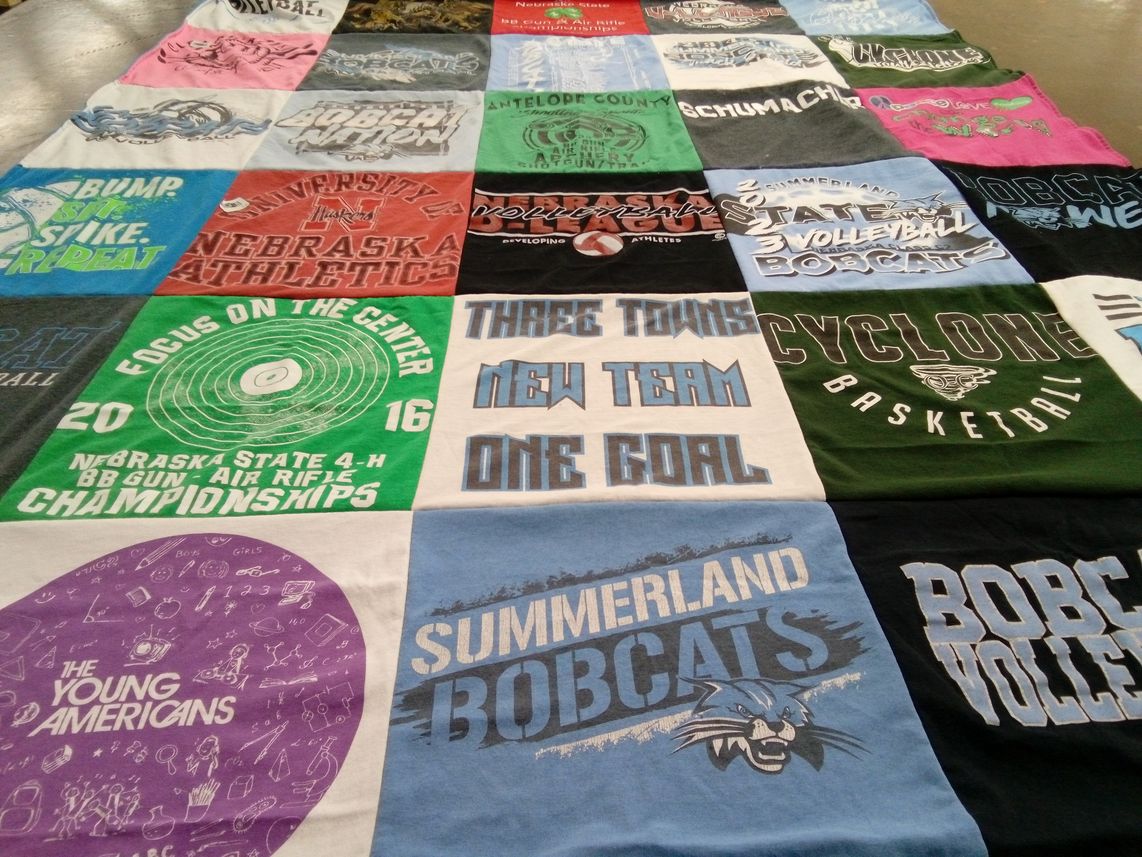 T-shirt quilt featuring summerland bobcats, cyclone basketball by Courtney from NE