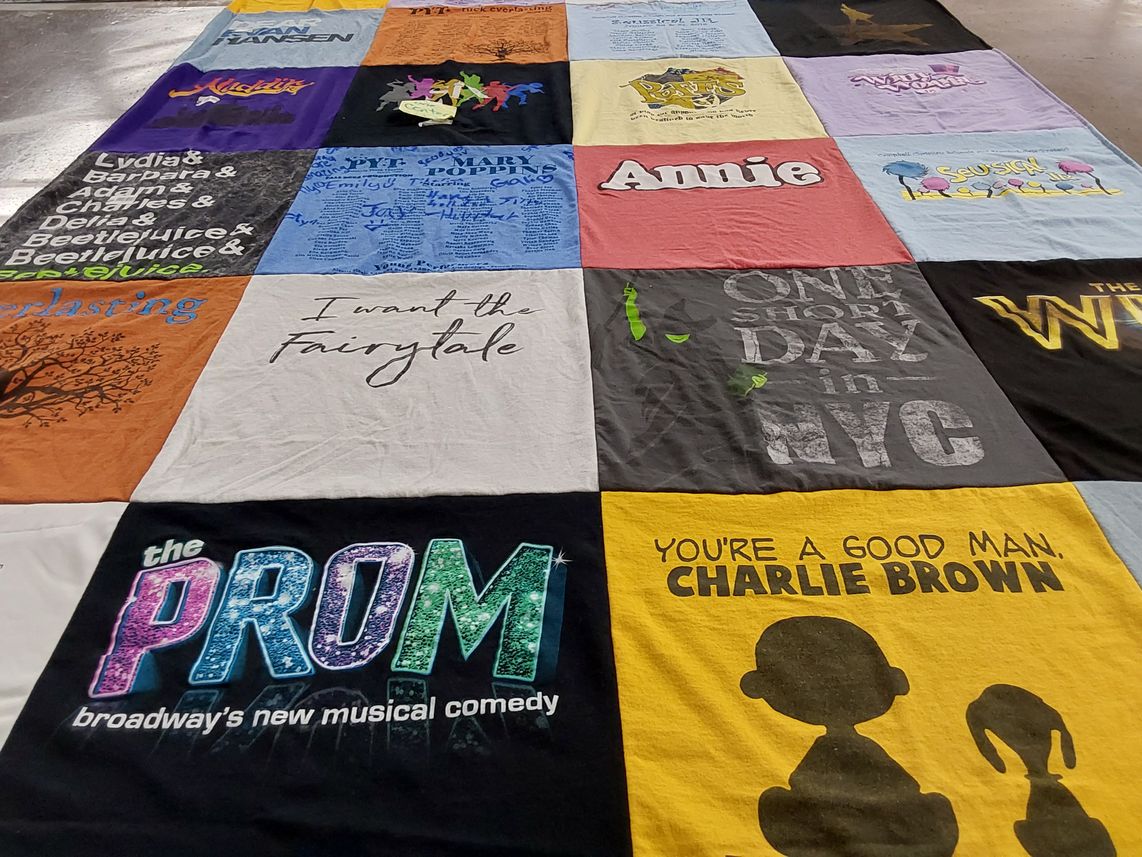T-shirt quilt with musicals, theater themes by Kimberly from CA