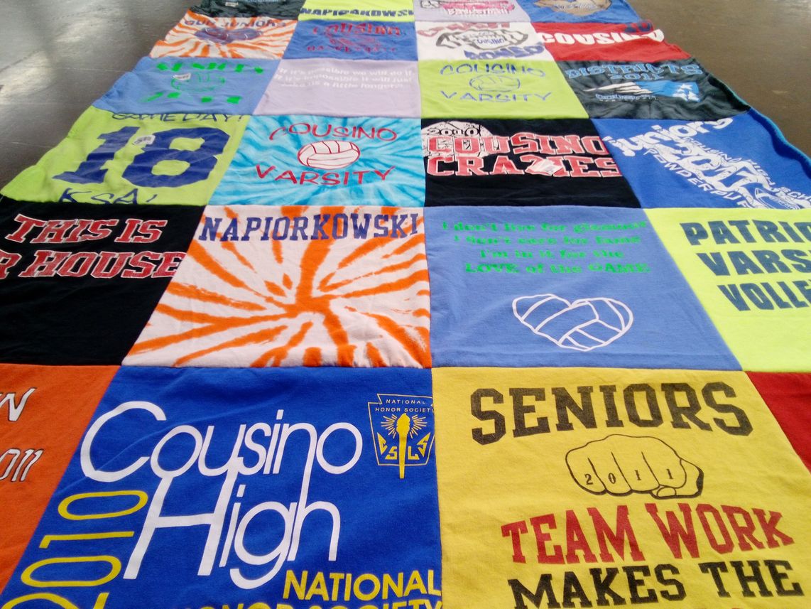 T-shirt quilt from cousino high school by a from MI