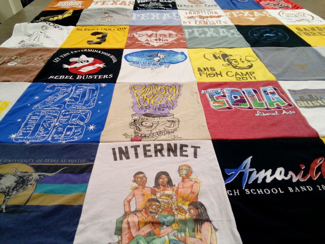 T-shirt quilt from university of texas at austin, amarillo high school by Chris from TX
