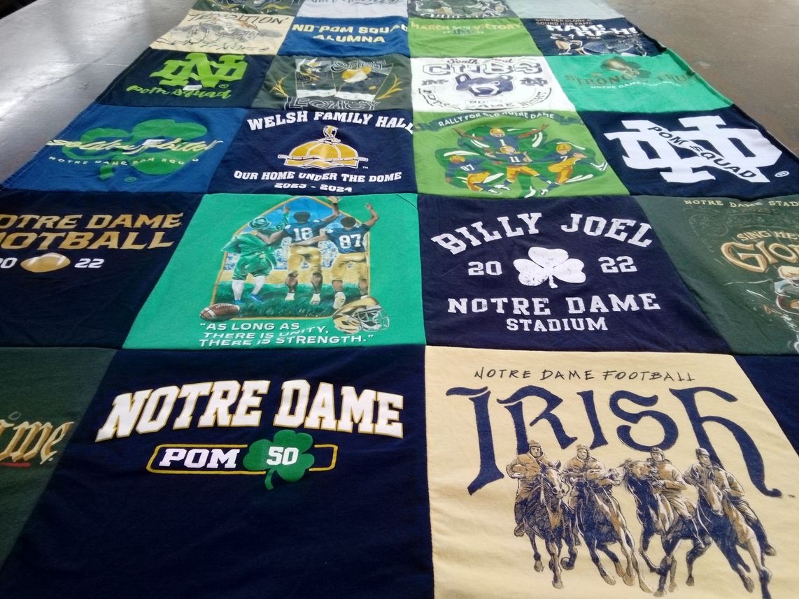 T-shirt quilt featuring notre dame football by Kayla from OH