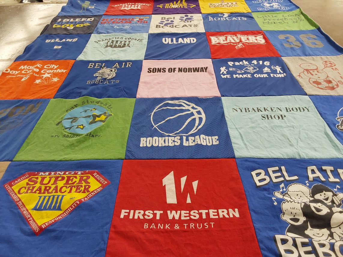 T-shirt quilt featuring bobcats, beavers by Brandie from ND
