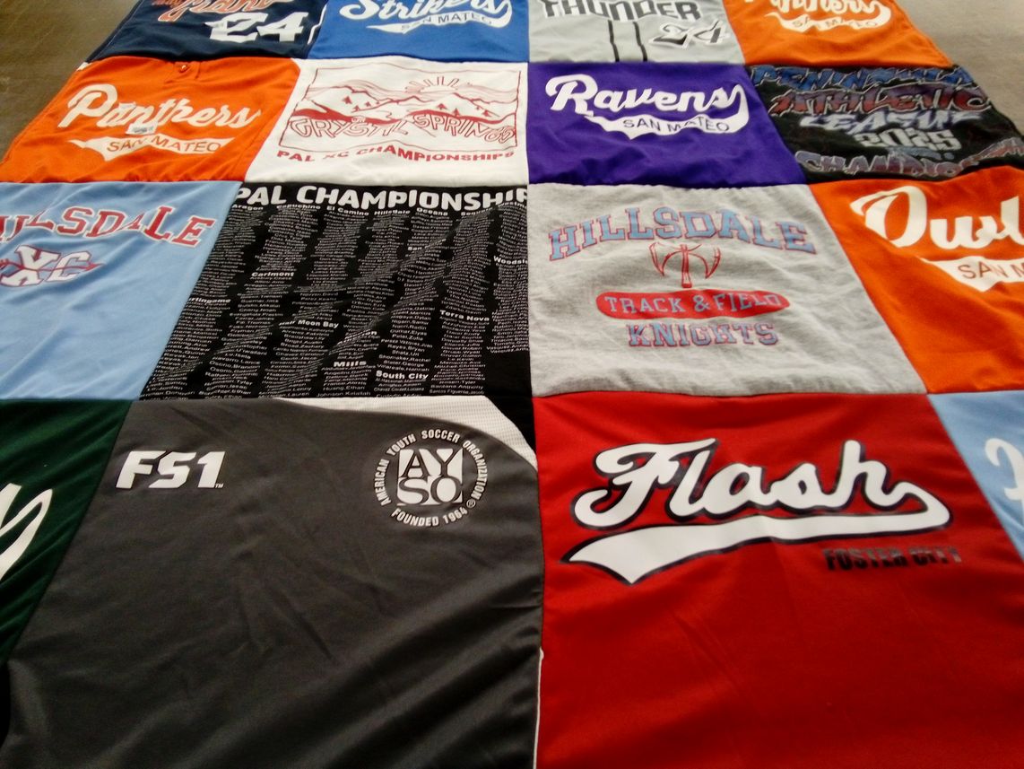 T-shirt quilt featuring panthers, ravens by Kerry from CA