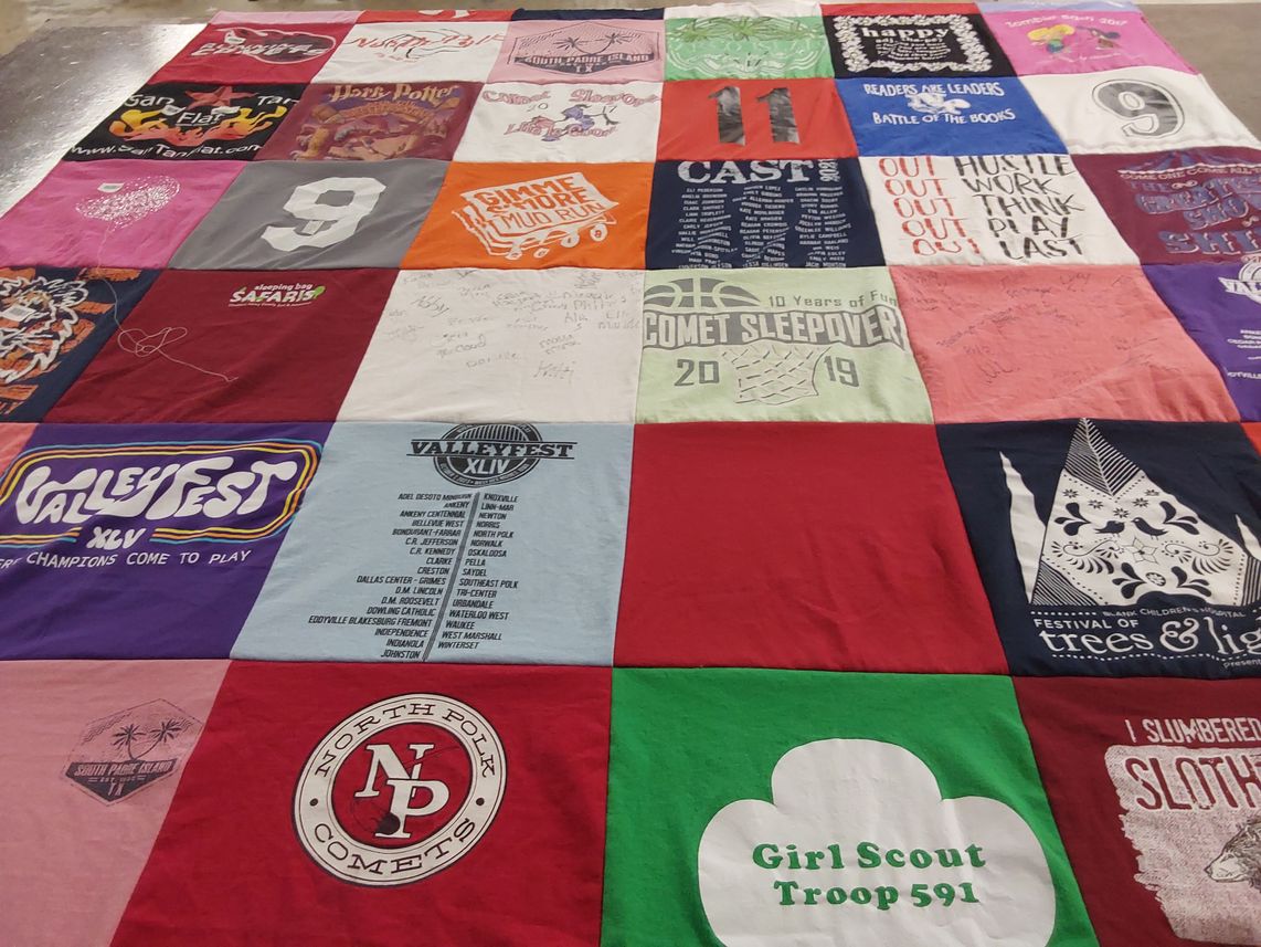 T-shirt quilt from north polk high school by Mistu from IA