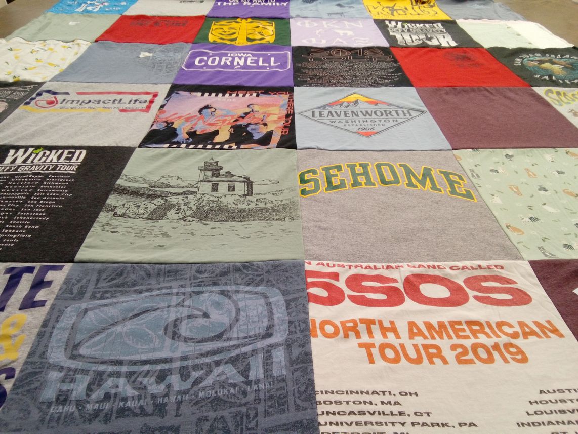 T-shirt quilt from cornell university, sehome high school by Rhianna from IA