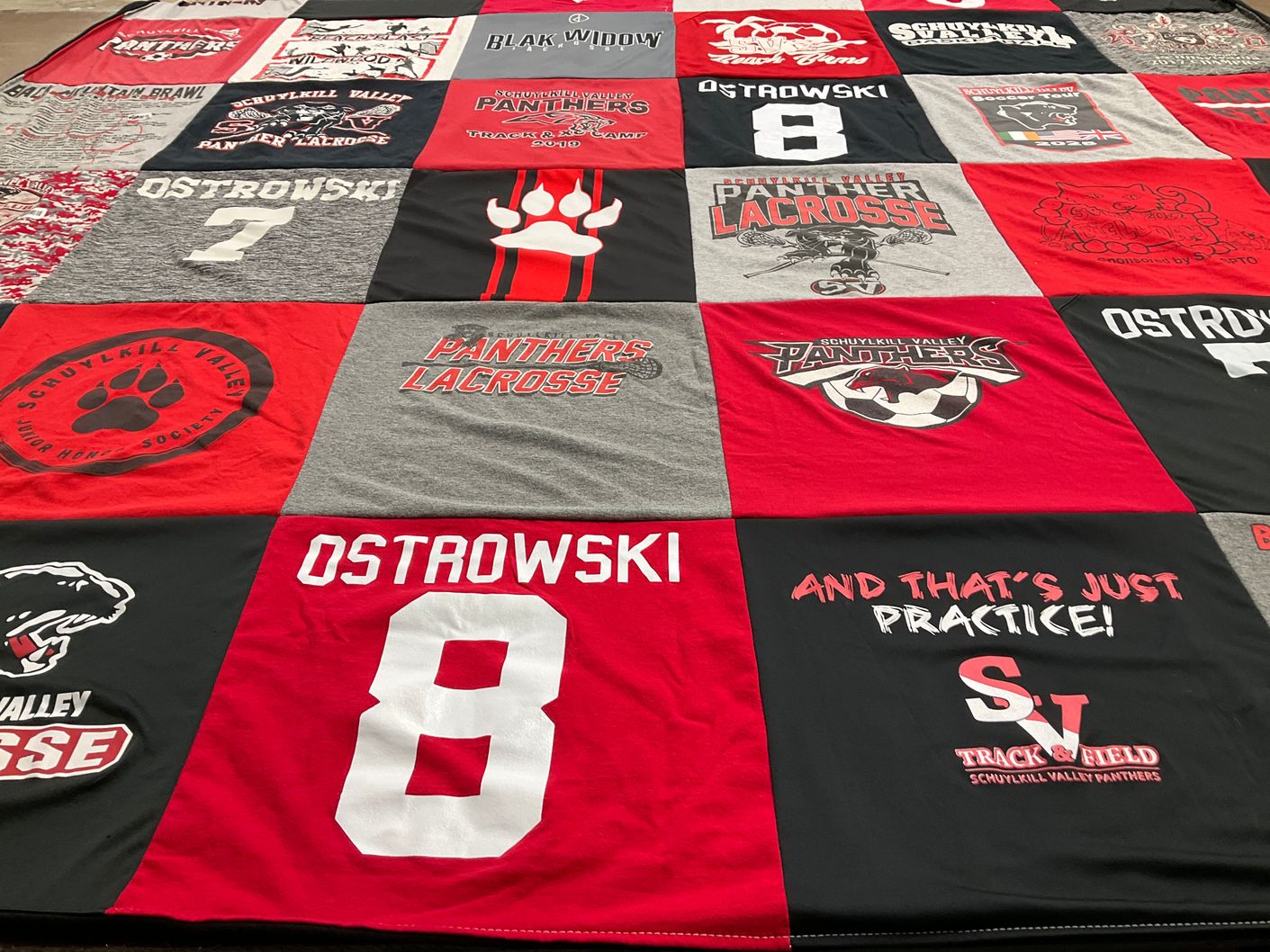 T-shirt quilt featuring schuylkill valley panthers by Anne from PA
