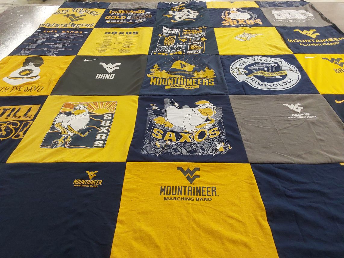 T-shirt quilt from west virginia university by Anita from OH
