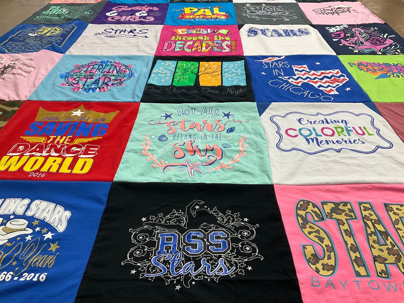 T-shirt quilt with dance themes by LORI from TX