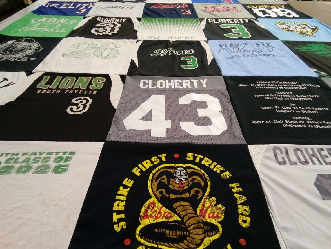 T-shirt quilt featuring south fayette lions football by Jennifer from PA