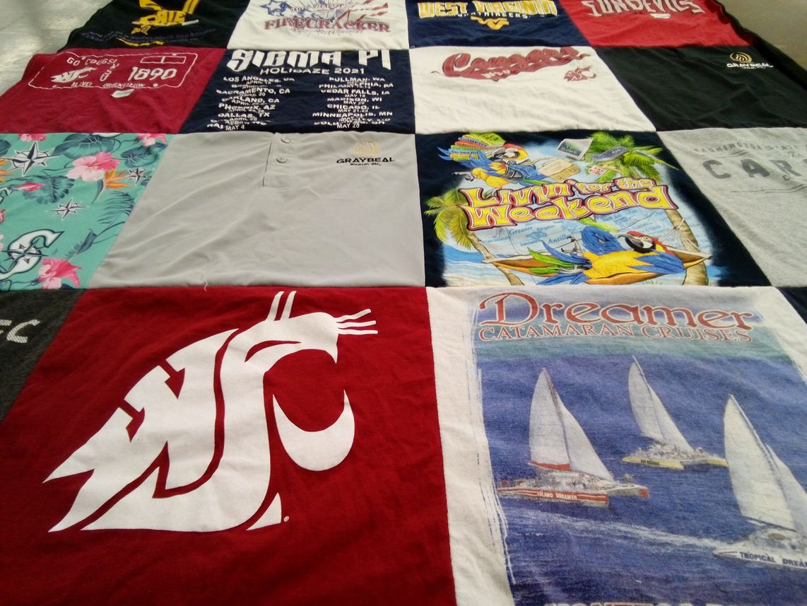 T-shirt quilt featuring washington state university cougars by Kaitlyn from WA