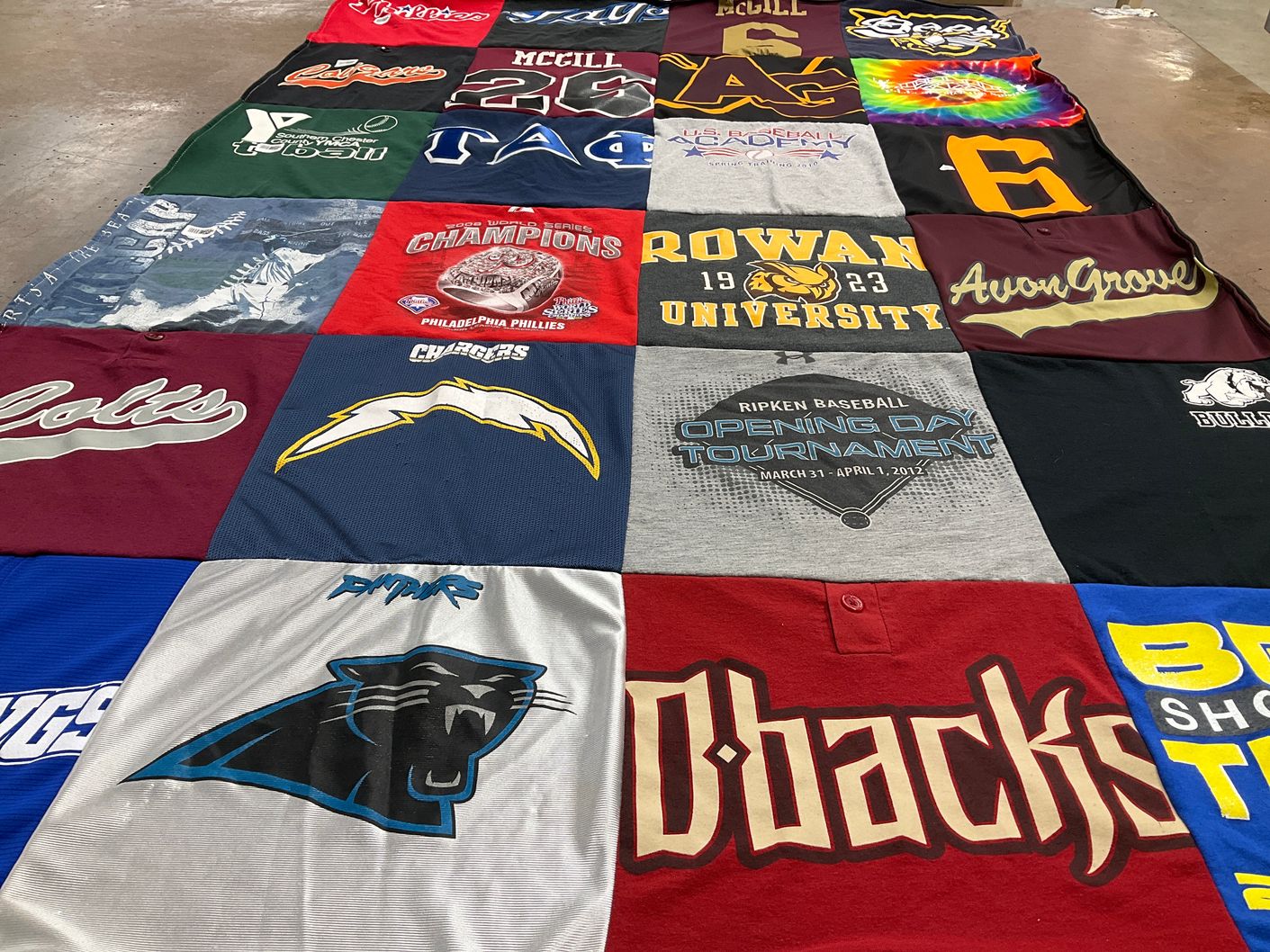 T-shirt quilt featuring chicago bears, carolina panthers by Pamela from DE