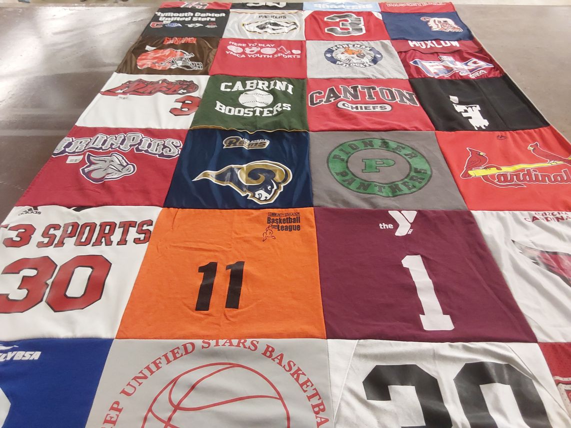 T-shirt quilt featuring plymouth canton unified stars basketball, canton chiefs by Courtney from MI