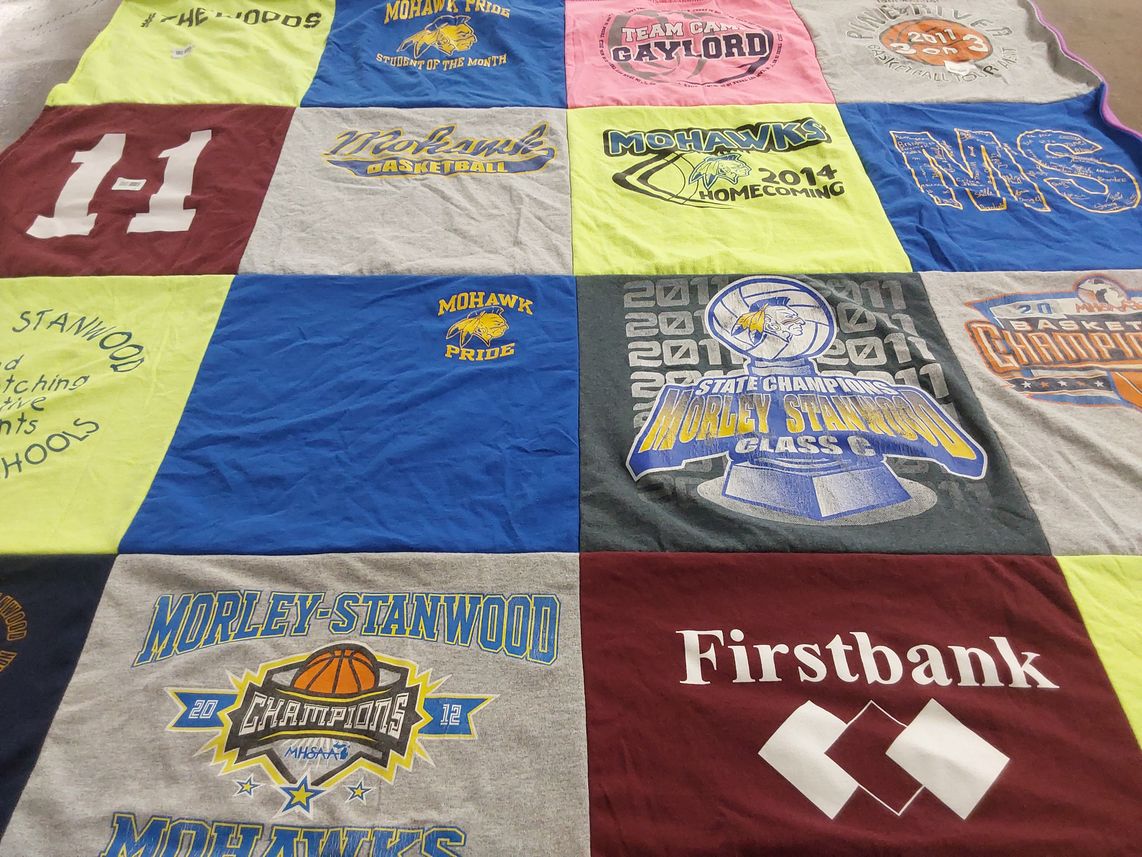 T-shirt quilt featuring mohawk basketball team, morley-stanwood basketball team by Ali from MI