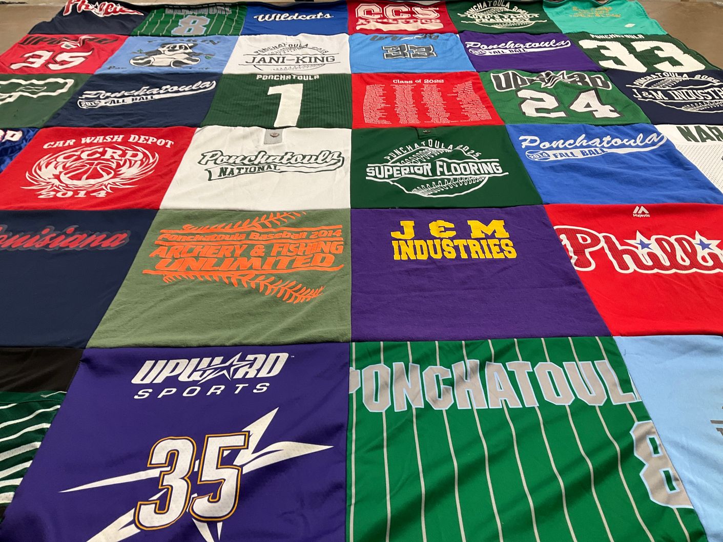 T-shirt quilt featuring ponchatoula baseball by Jaime from LA