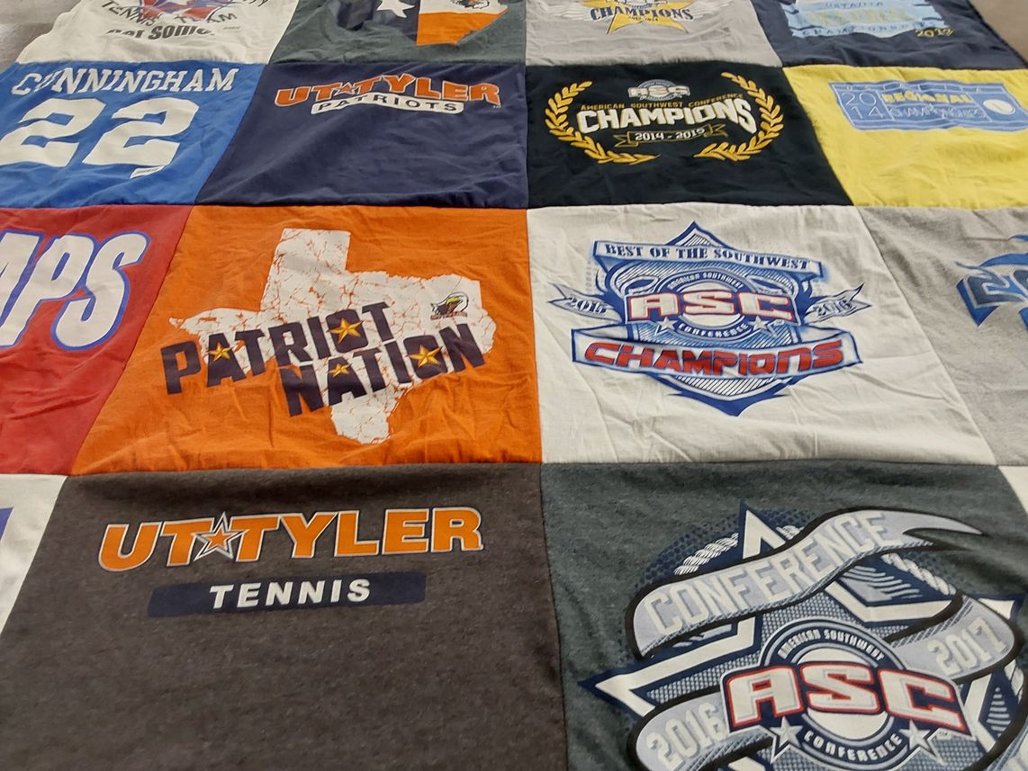 T-shirt quilt featuring ut tyler patriots by Amy from TX
