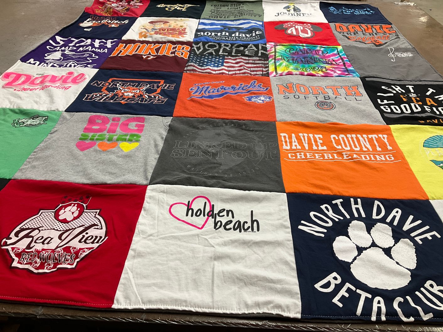 T-shirt quilt featuring north davie wildcats, red view redwolves by Maggie from NC