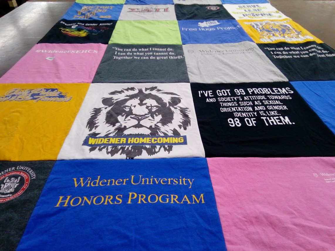 T-shirt quilt from widener university by Corinne from PA
