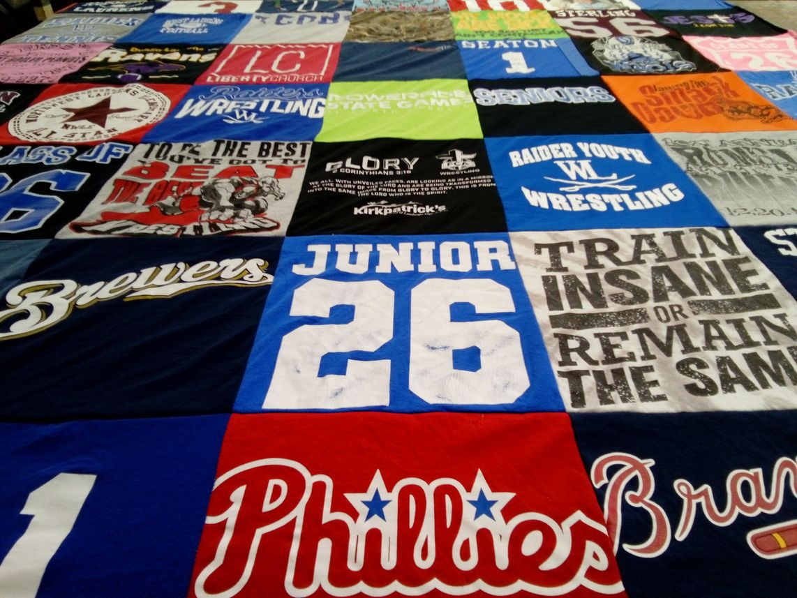 T-shirt quilt with wrestling, sports themes by Shawn from GA