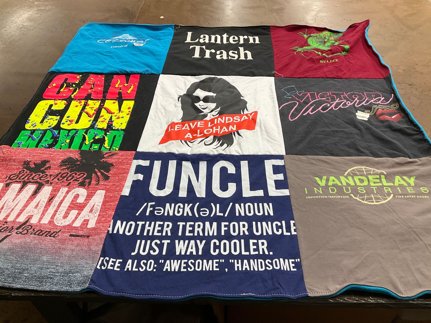 T-shirt quilt with travel, beach themes by Cristy from LA