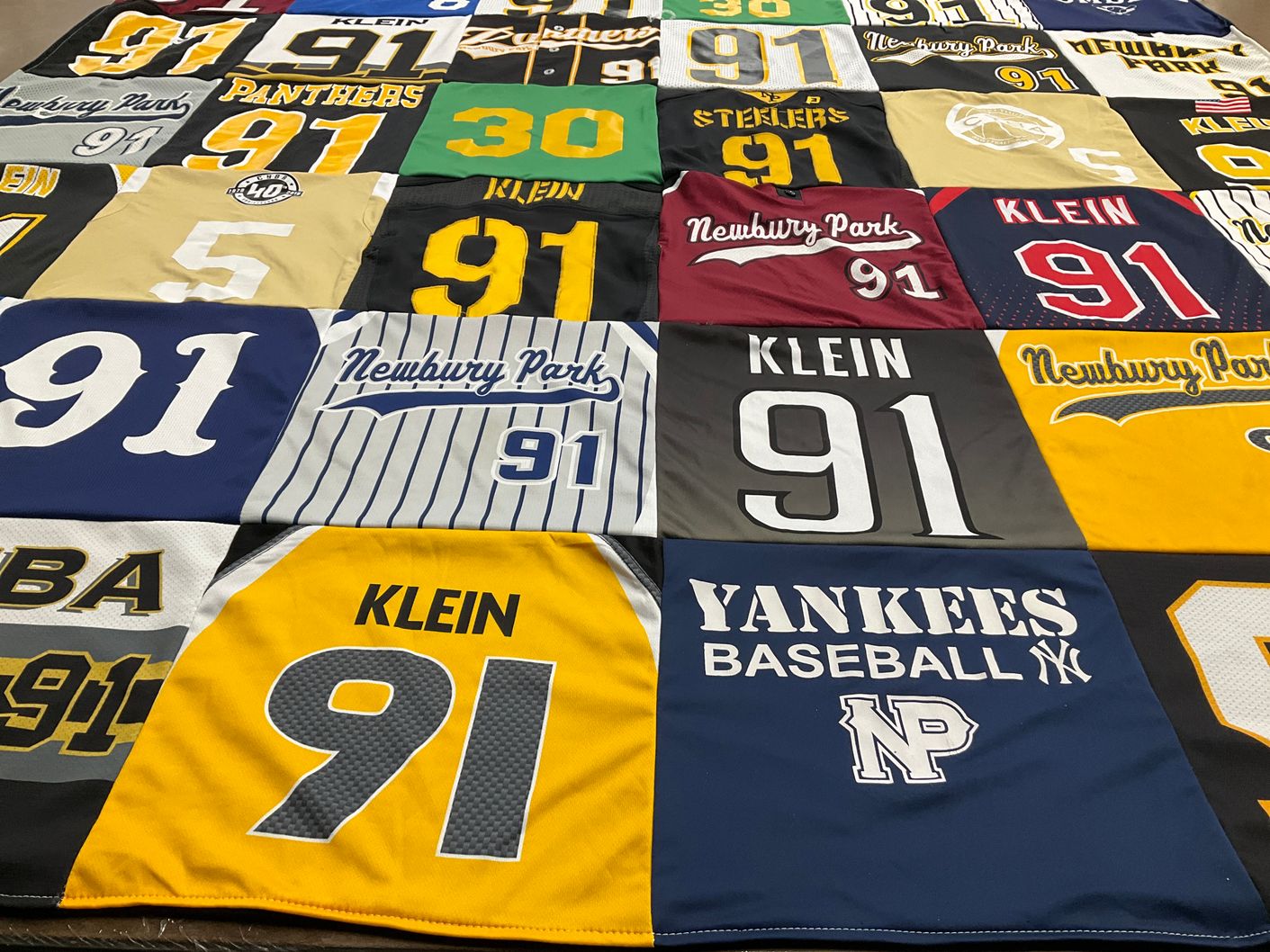 T-shirt quilt featuring newbury park high school panthers by Melinda from CA