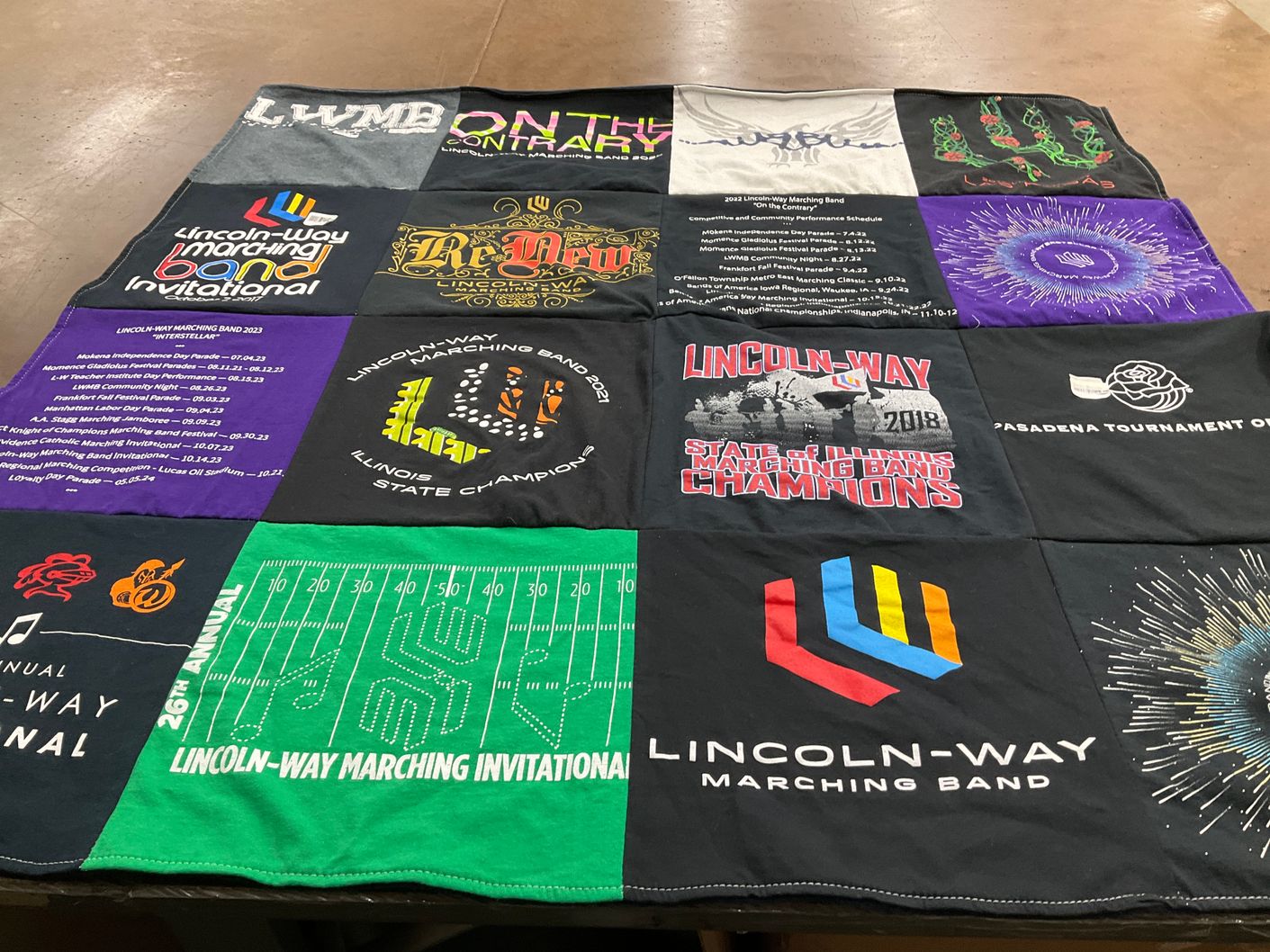 T-shirt quilt featuring lincoln-way marching band by Debbie from IL