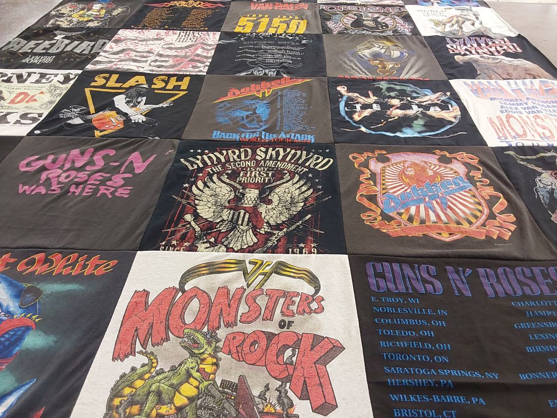 T-shirt quilt with music, rock themes by robert from MO