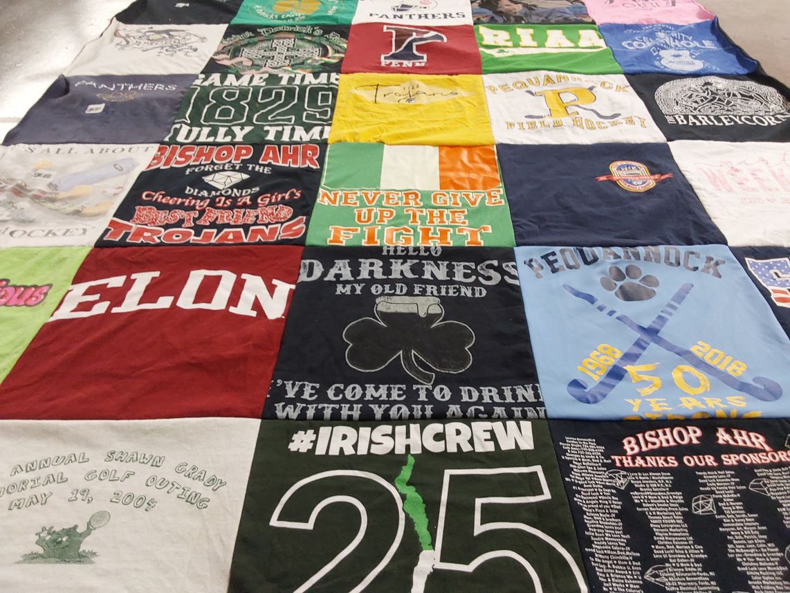 T-shirt quilt featuring trojans, panthers by Noreen from NJ