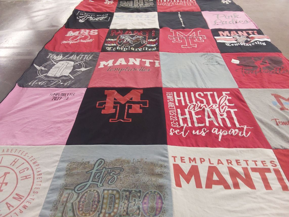 T-shirt quilt from manti high school by Lynsey from UT