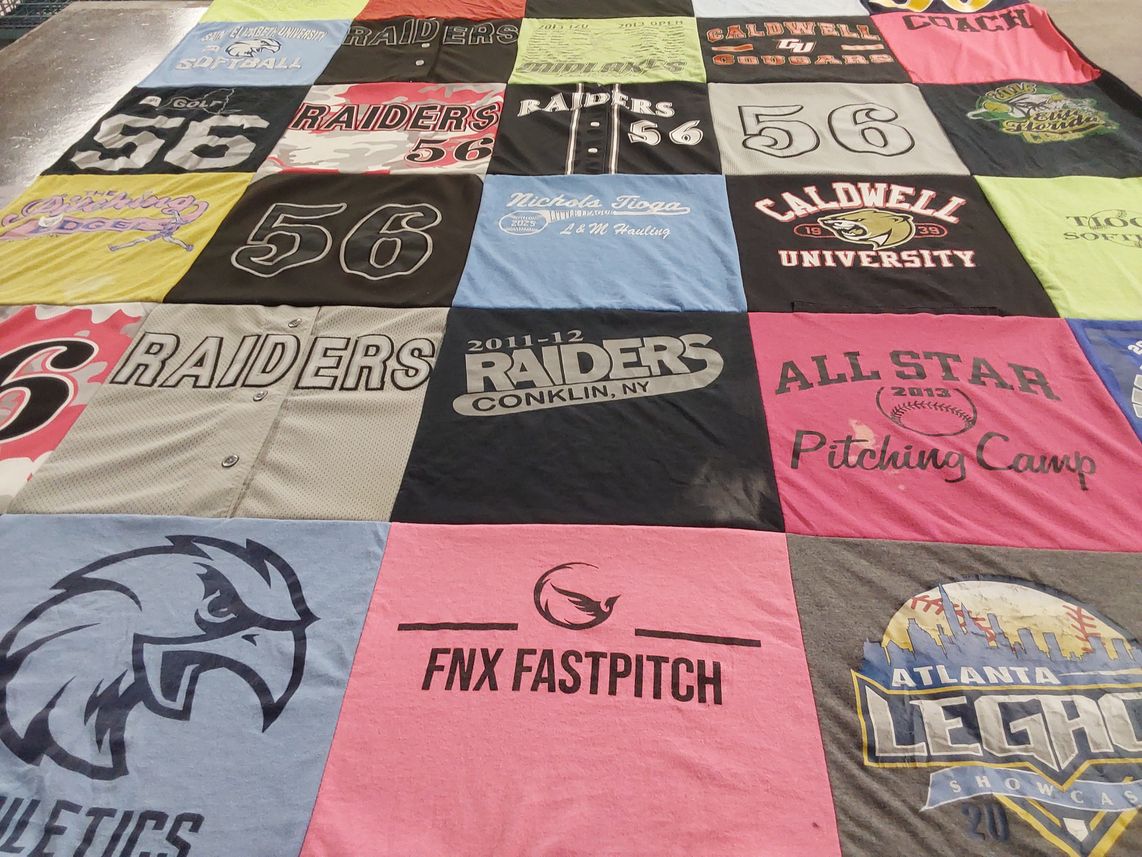 T-shirt quilt featuring raiders by Mariah from NY