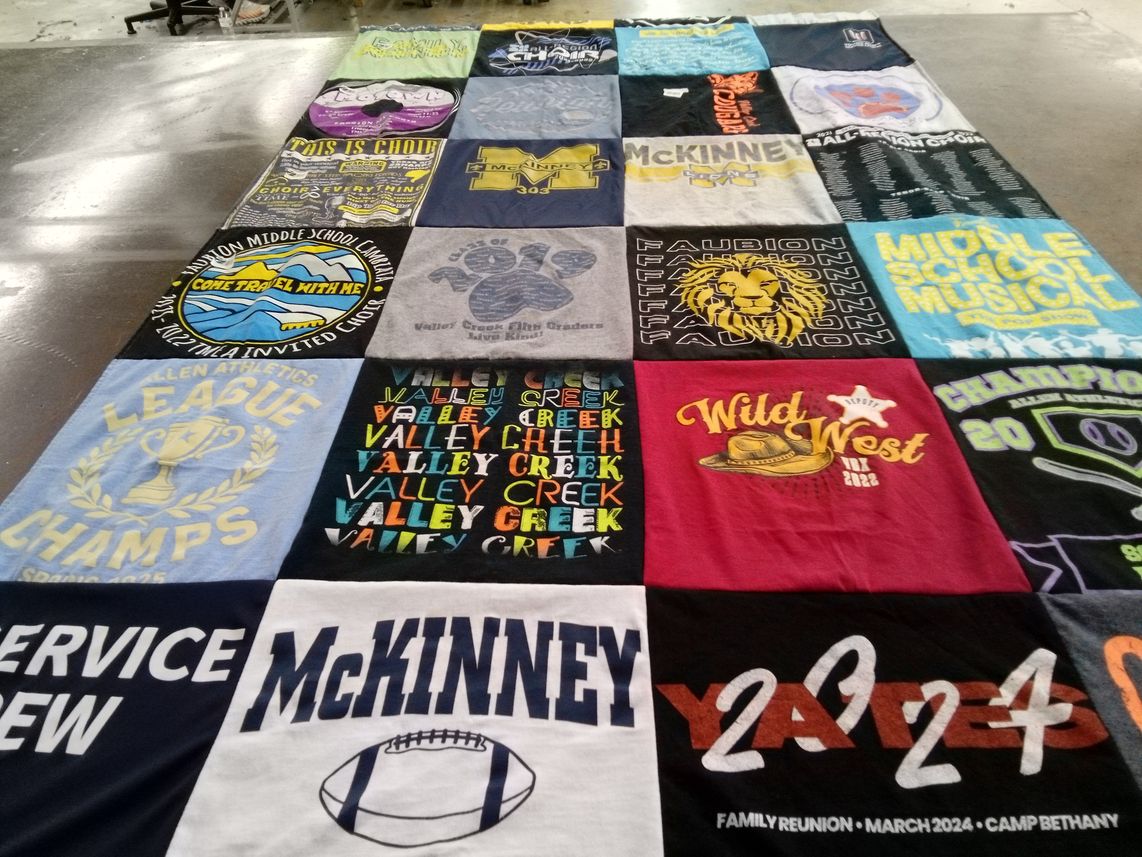 T-shirt quilt from mckinney middle school, valley creek middle school by Natalie from TX